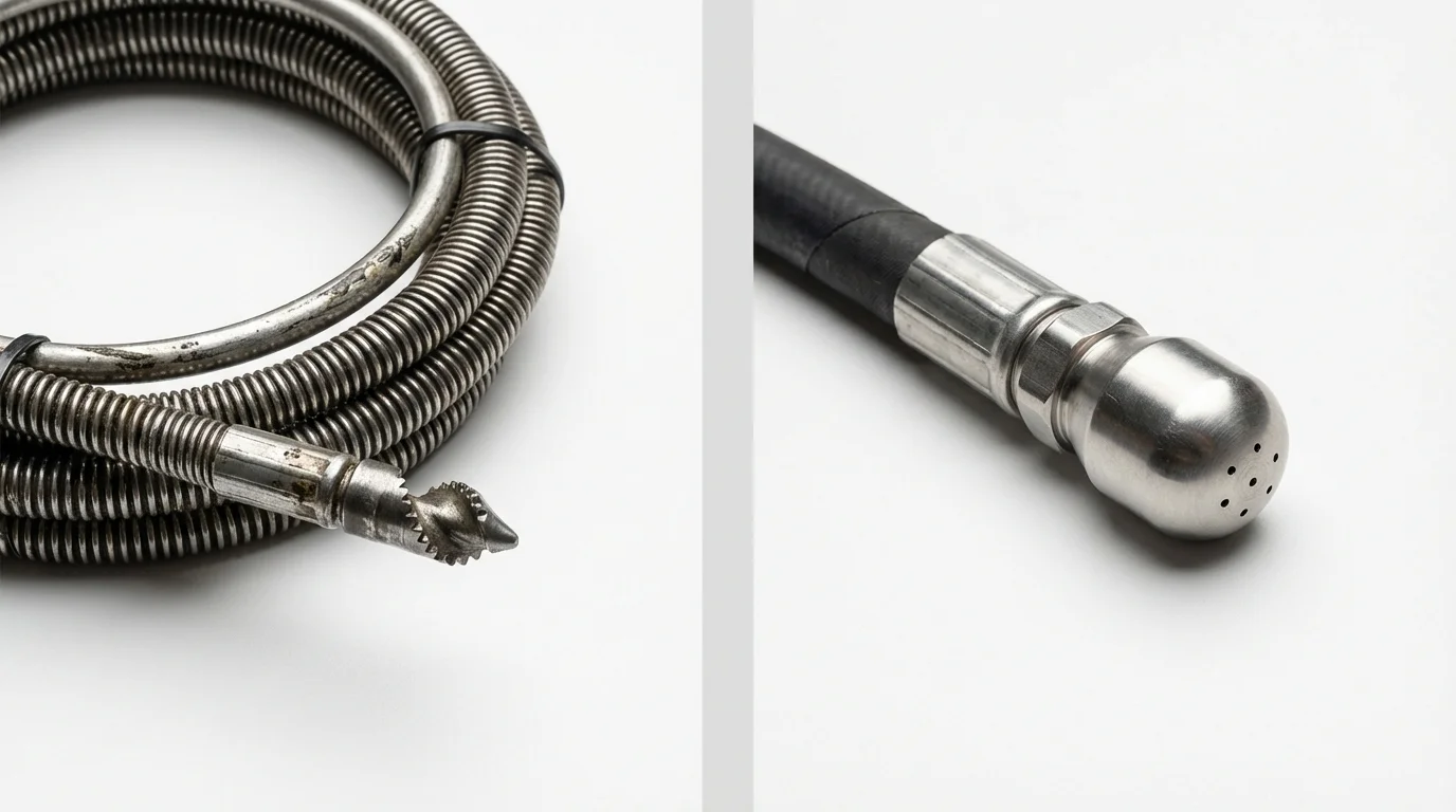 Drain snake cable and hydro jetting nozzle used for drain cleaning in Granger, TX